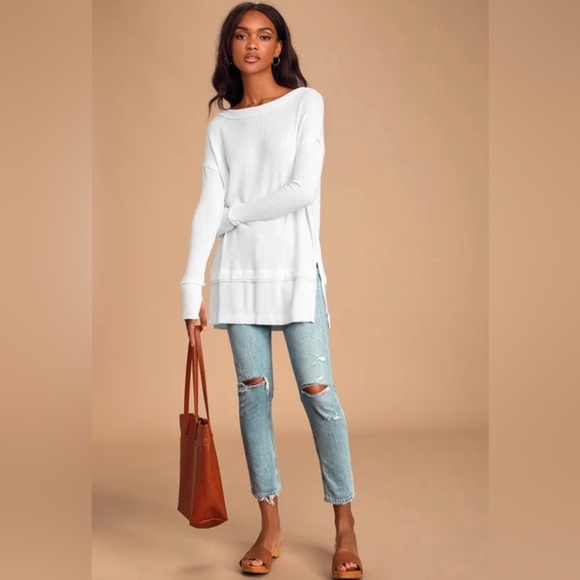 We the Free | North Shore Thermal Boat Neck Tee Phoenix Red XS Long Sleeve - Picture 3 of 12